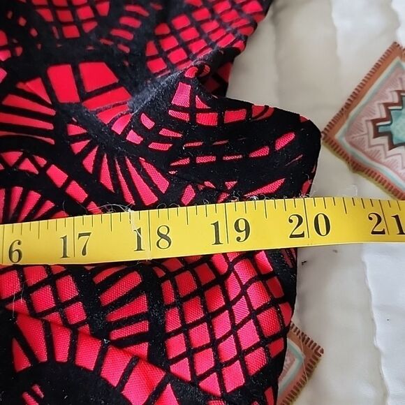 Worthington Midi Dress Red/ Black Velvet Lace Print - Picture 6 of 16